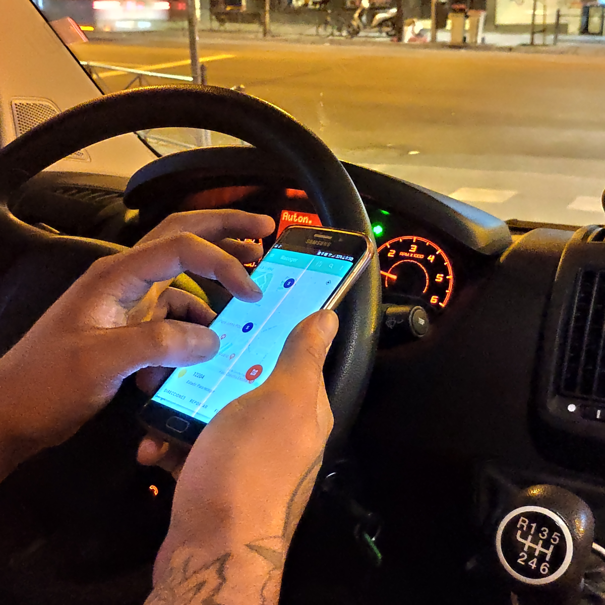 Ranger using TIER app in vehicle during night shift